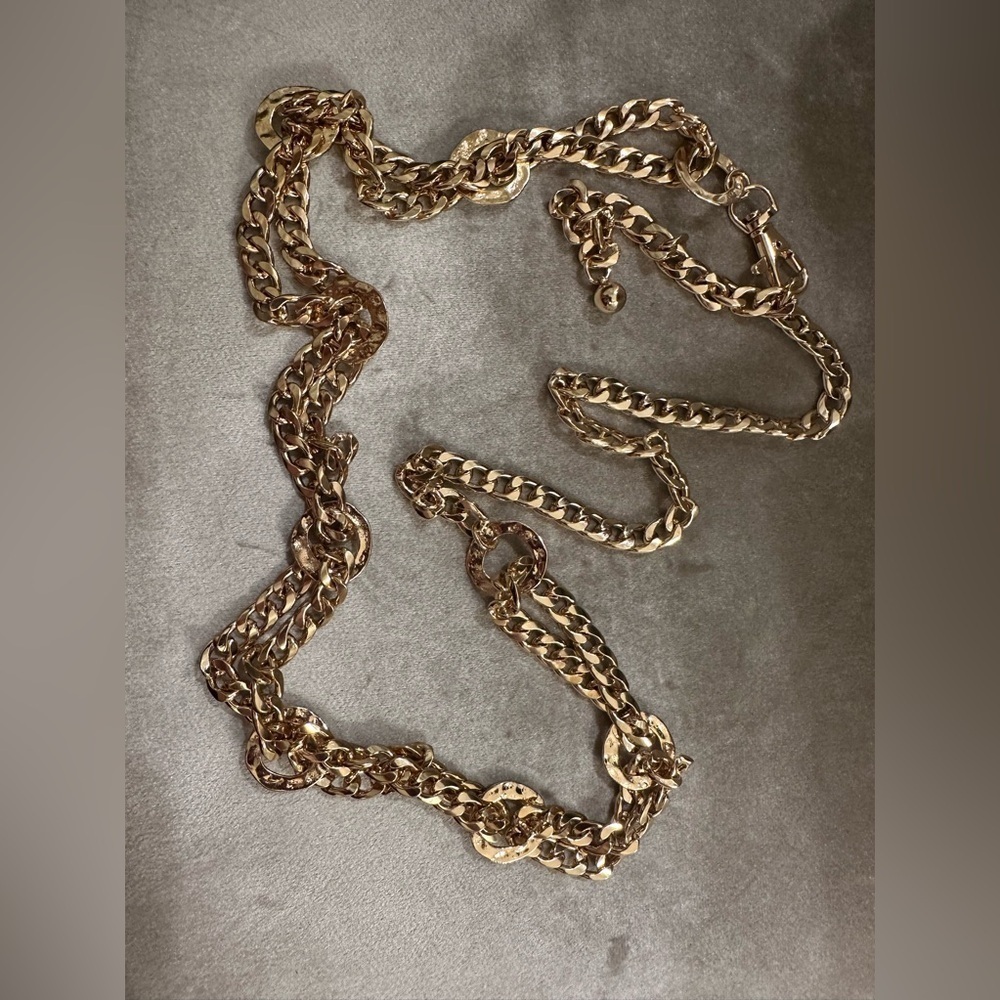 VTG Womens Chain Belt OS Swag Layered Heavy Metal Cuban Link Body Belly Mob Wife
